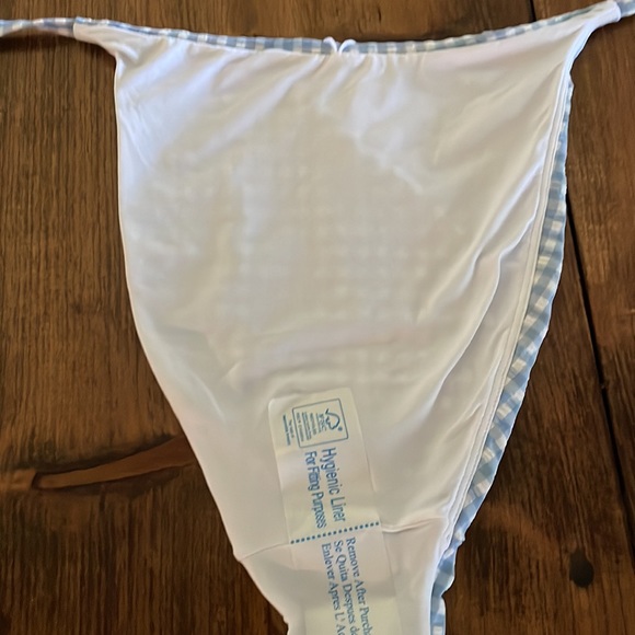 Andies Swim The String Bottom Womens L Light Blue White Gingham Pattern … - Picture 8 of 11